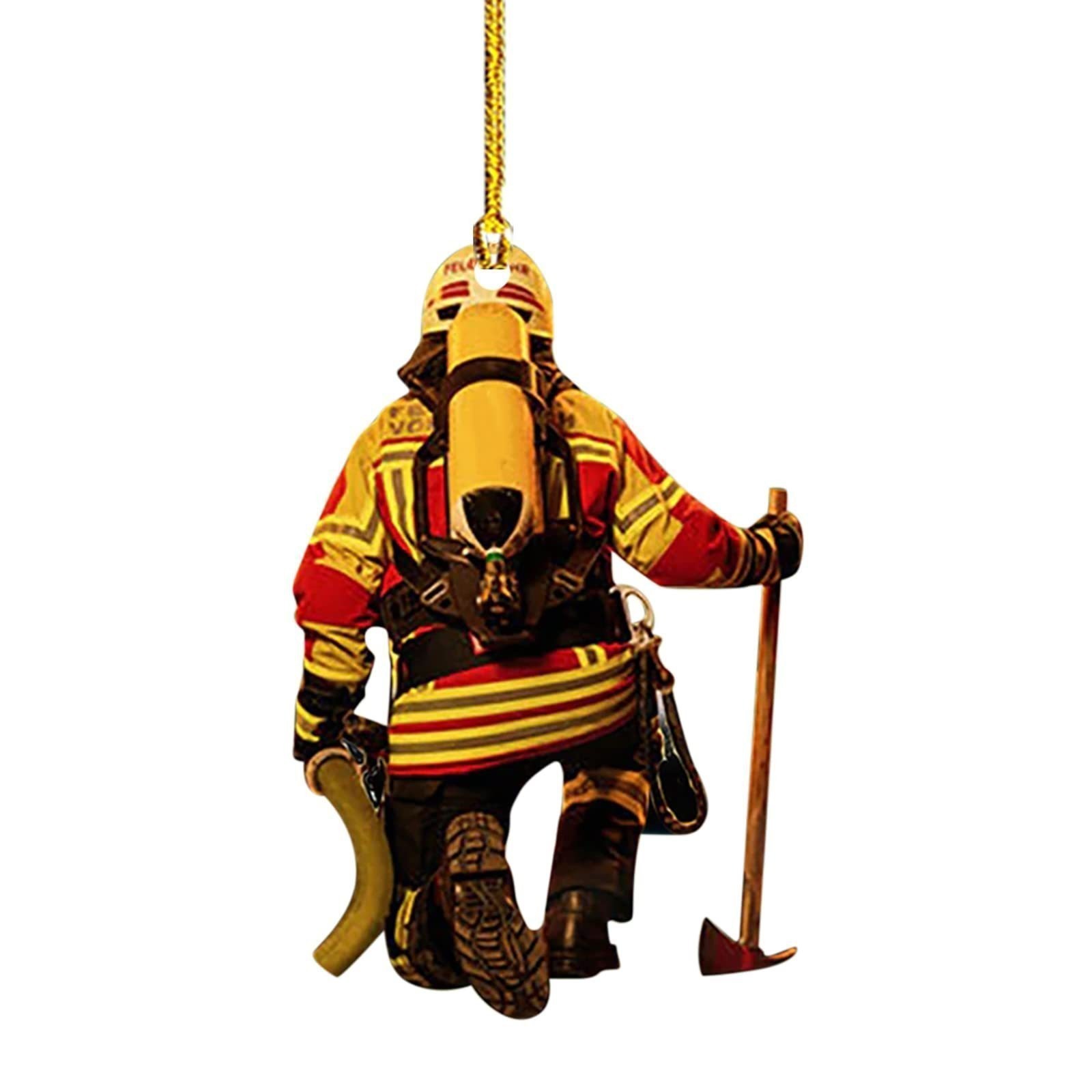 Bomberos colgante acrílico plano divertido adornamiento de Navidad colgante de árbol de Navidad decoración navideña image 3
