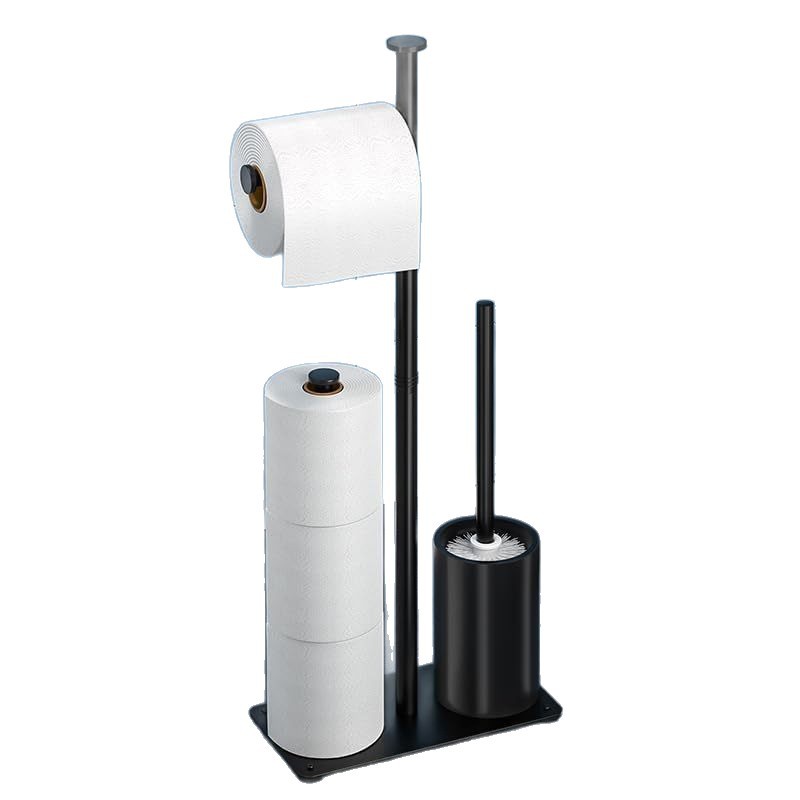 Transfronterizo toallitas de baño tipo suelo enrollamiento de papel soporte de cepillo de inodoro de baño estante de almacenamiento multifuncional toallitas de papel image 5
