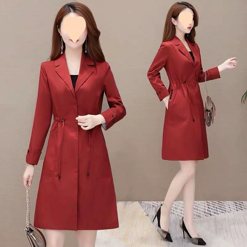 Spring long trench coat, jacket, 2024 years, mid-length, for teenagers, western style, bright catchy style