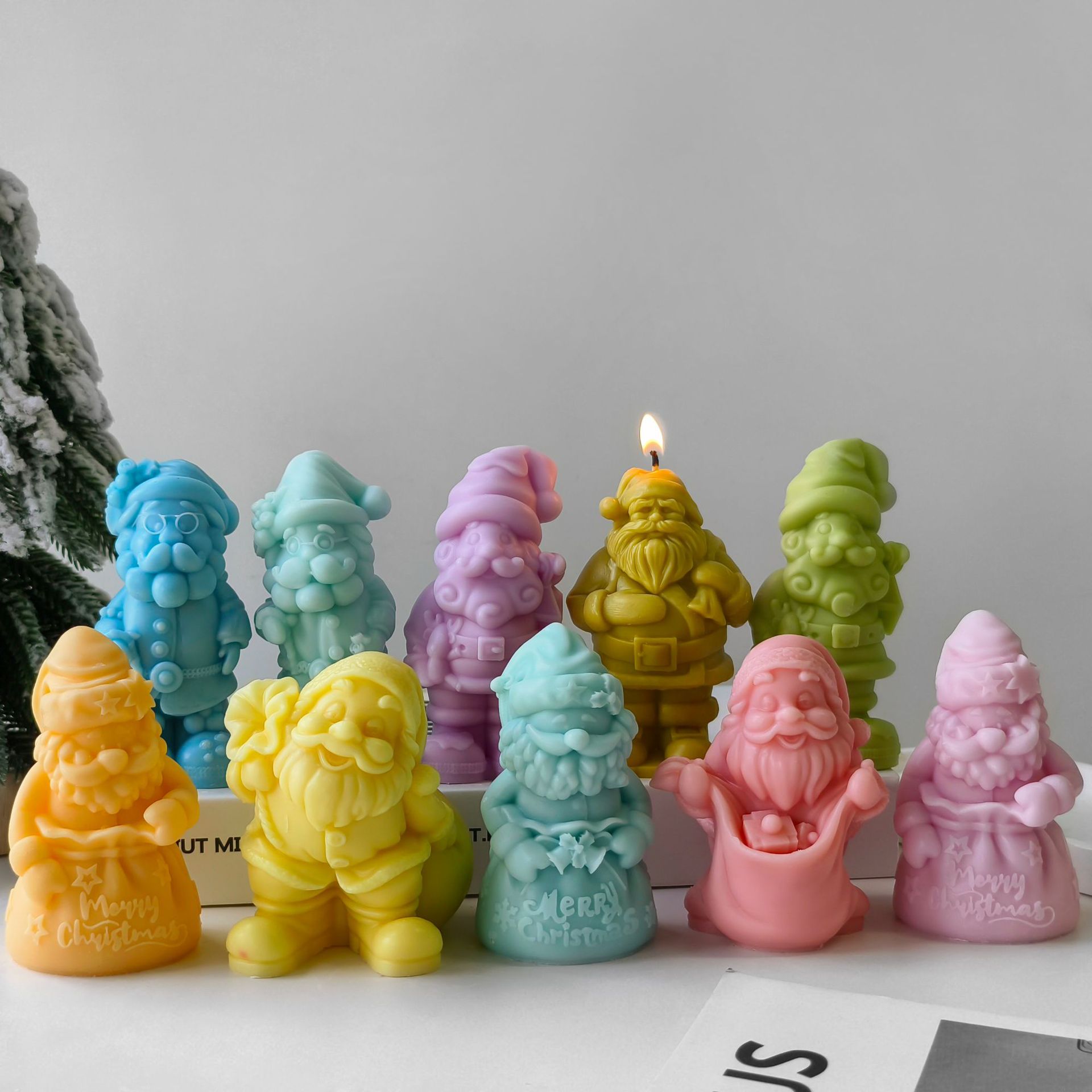 Jiahuimei Santa Claus vela de silicona molde DIY Navidad hecho a mano aromaterapia fragante piedra vela regalo