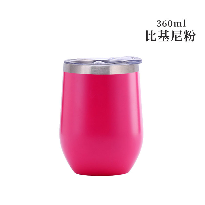 Taza de cáscara de huevo de 12oz transfronteriza regalo de doble capa de acero inoxidable copa de vino tinto taza de vientre grande aislamiento al vacío en forma de U swig pollo