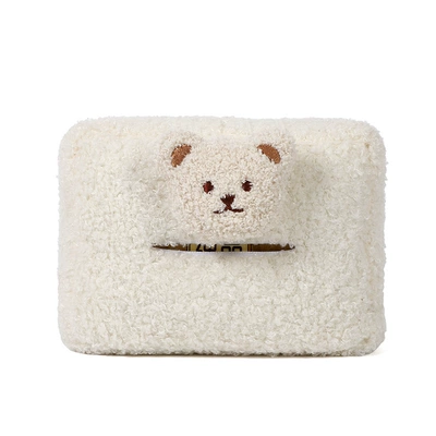 Belt Shoulder Pad Cartoon Bear – Seat belt shoulder pad - lamb-fleece-tissue-box-sticks-three-dimensional-beige-bear-head