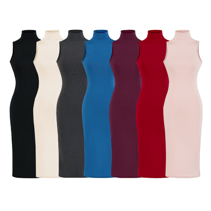 European and American Style Spicy Girl French High-Neck Sleeveless Dress, Waist-Cinching, Elegant Spring-Summer Mature Tight-Fitting Bodycon Long Dress European and American Style Spicy Girl French High-Neck Sleeveless Dress, Waist-Cinching, Elegant Spring-Summer Mature Tight-Fitting Bodycon Long Dress