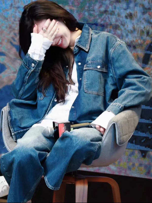倪妮同款蓝色牛仔衬衣外套女新款宽松时尚百搭短款上衣女2025秋季|undefined