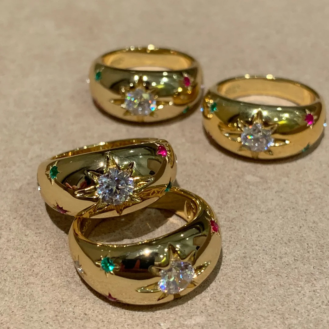 7g Weight Open Rings Classification Wholesale Jewelry Vintage Style Classic Style Star Copper Open Rings