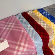 彩色菱形格包边羊毛围巾女秋冬保暖加厚双面羊绒披肩