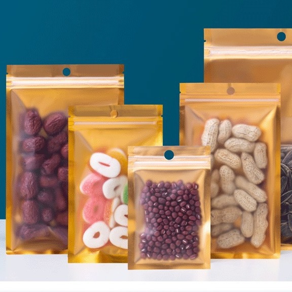 金色阴阳自封袋哑铝内金阴阳骨袋饰品铝箔五金塑料袋数码胶袋子