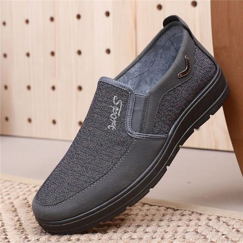  Spring New Old Beijing Cloth Shoes for Men, Middle-Aged and Elderly, Walking Shoes with Soft Soles, Slip-On Casual Shoes for Men, Large Size