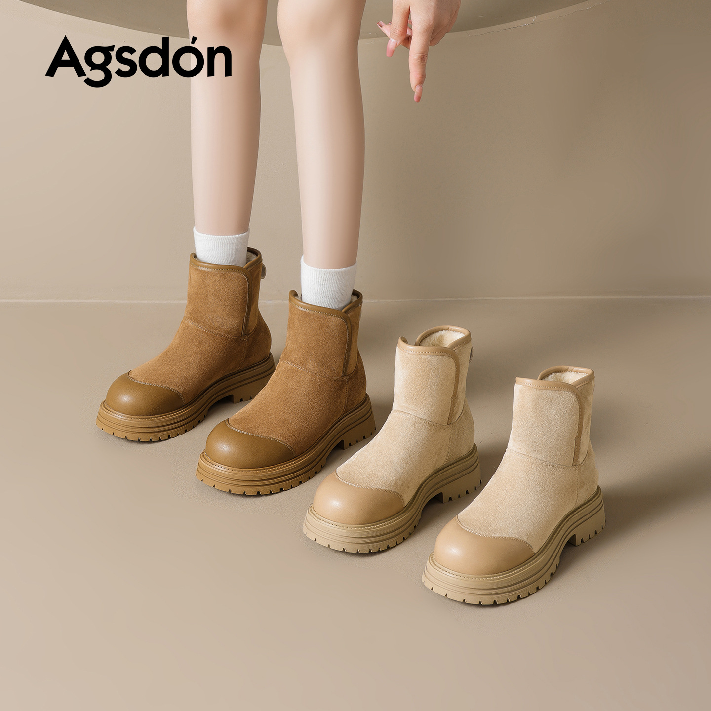 Botas de nieve de fondo grueso para mujeres 2025 invierno nuevo vello grueso botas cortas dobladas dos zapatos de algodón