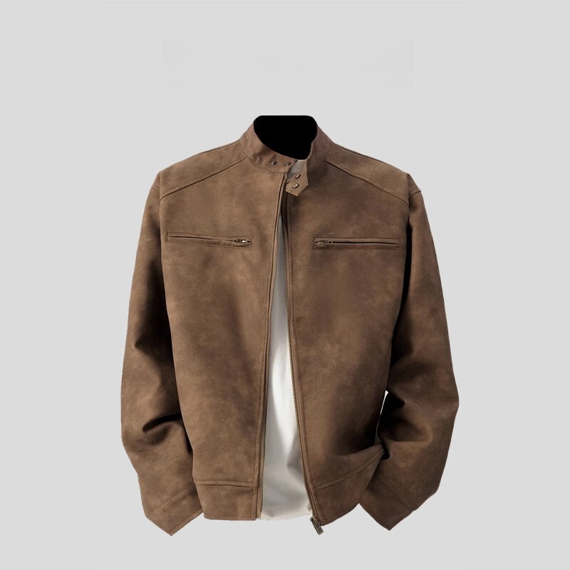 Maillard American Retro Brown Leather Jacket Men's High-End Flight Jacket Motorcycle Couple Baseball Jacket Trendy