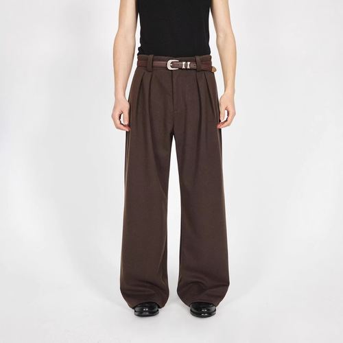 Japanese niche high-end feeling, ascetic pendant feeling, retro stitching design, mopping suit pants, loose men's wide-leg casual pants