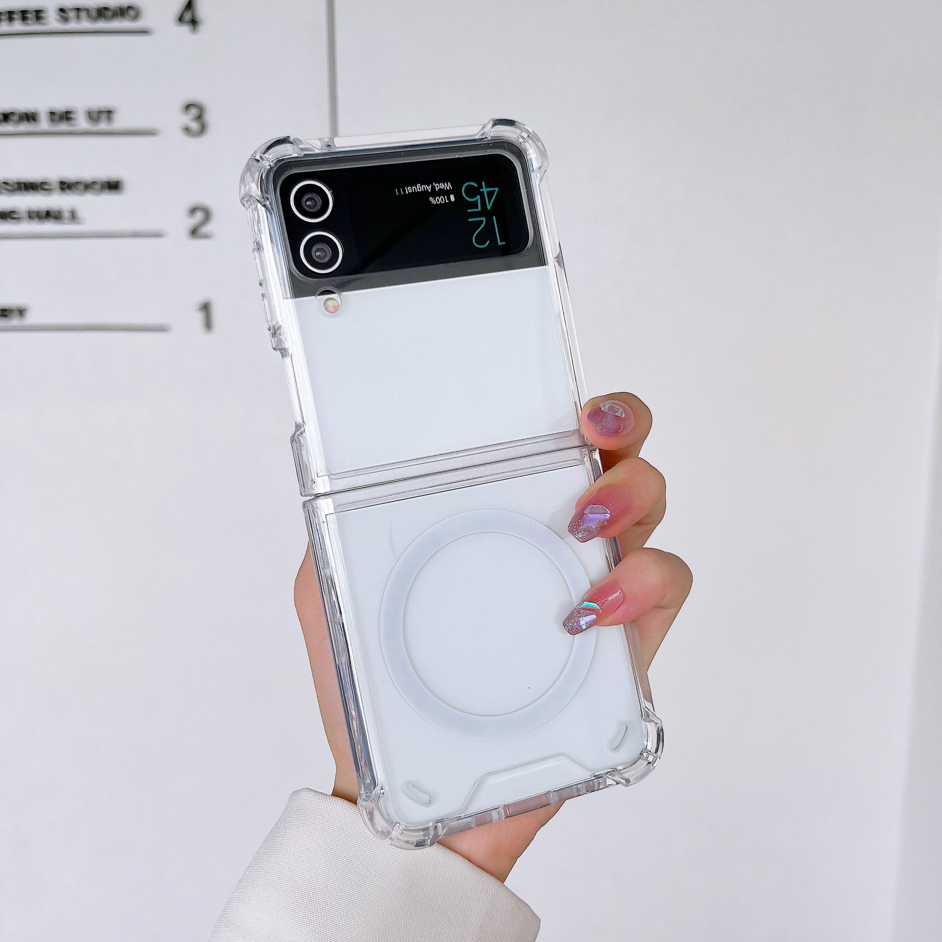 Kompatible Samsung Fold6 Vier-Ecken-Stoßfeste Magnetische Z Fold5/4/ 70% Rabatt Stapelbare Transparente Handyhülle_voghion.com