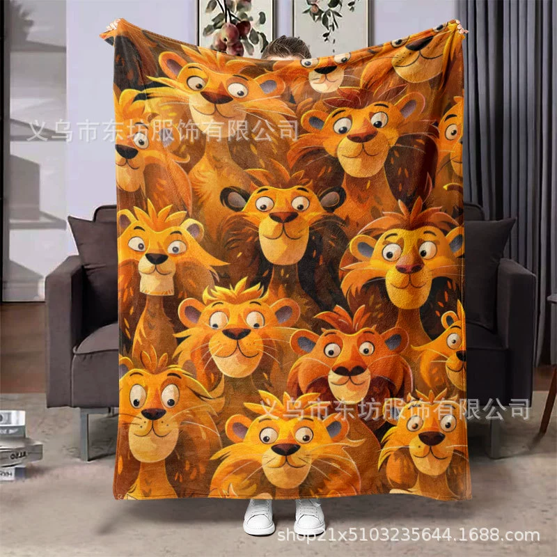 Мультяшный милый лев простой теплый и удобный фланелевый одеяло ленивый должен быть дома