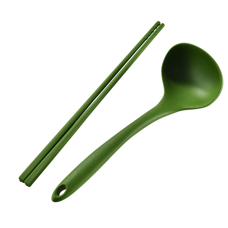 国境を越えたシリコン箸スプーンセット家庭用ラーメン箸スプーン2点セット食器シリコン箸スプーン|undefined
