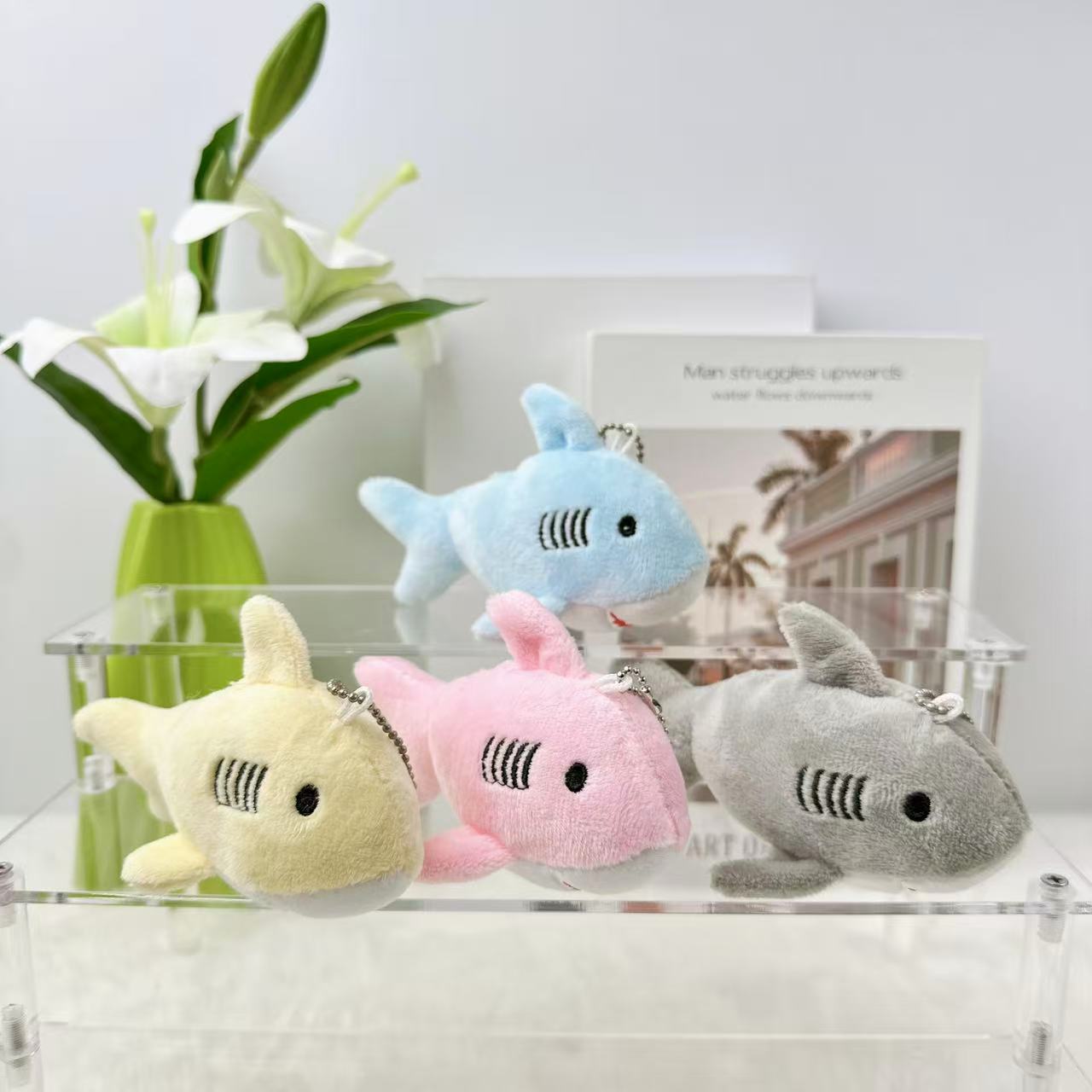 网红可爱萌小鲨鱼挂件毛绒玩具公仔卡通书包包挂饰钥匙扣娃娃玩偶