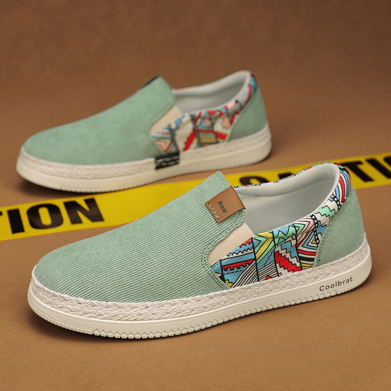 Zapatillas de Lona Primavera 2026, Estilo Étnico, Calzado Casual para Hombre, Sin Cordones, Estilo Pekín Antiguo, Modernas