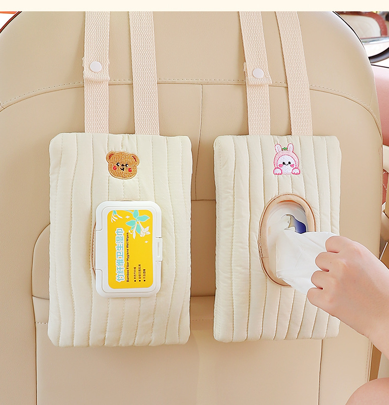 Car Tissue Box Car Seat Hanging Wet Tissue Bag Car Cartoon Paper Box Baby Stroller Wet Tissue Hanging Bag