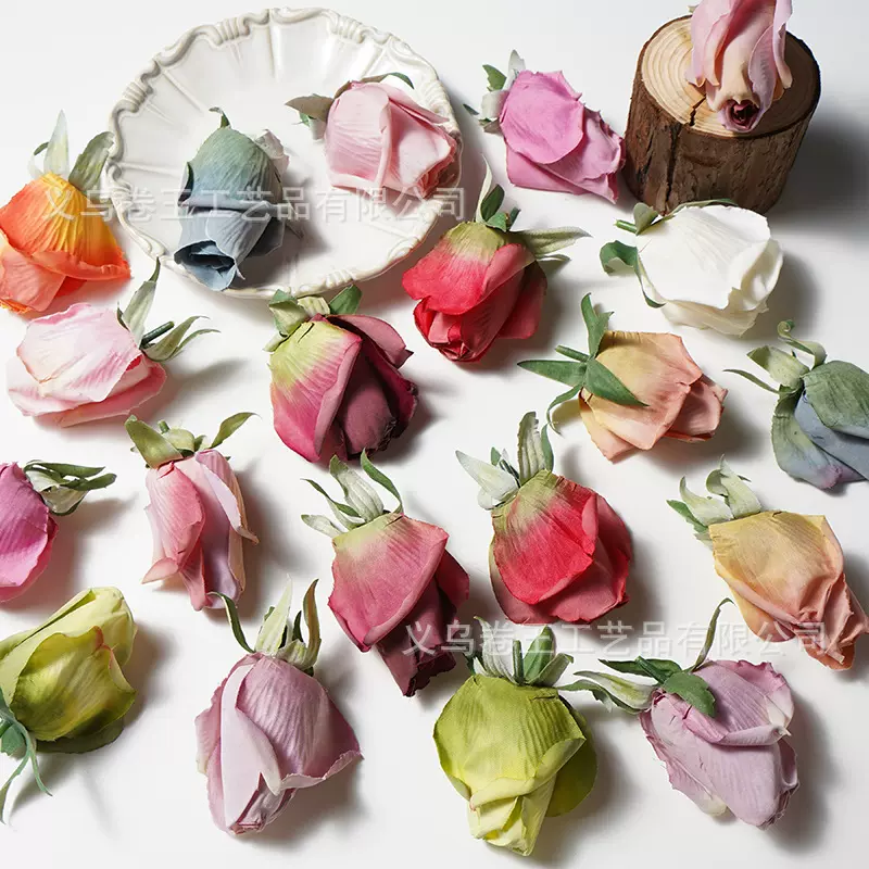 仿真7cm烧边郁金香花DIY簪花头饰服饰婚庆手捧花婚礼花墙摆放装饰