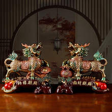 中式如意纳福麒麟摆件酒柜客厅办公室桌面家居装饰品乔迁礼品批发