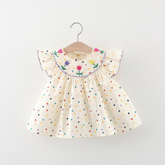 New Girls' Summer Dress with Full-Body Polka Dot Fringe Tank Top for Kids - Princess Dress
