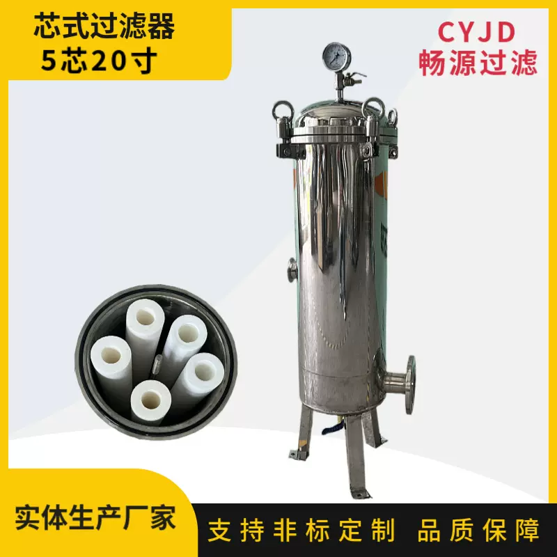 厂家销售不锈钢5芯20寸过滤器 精密保安过滤器吊耳快开水处理设备
