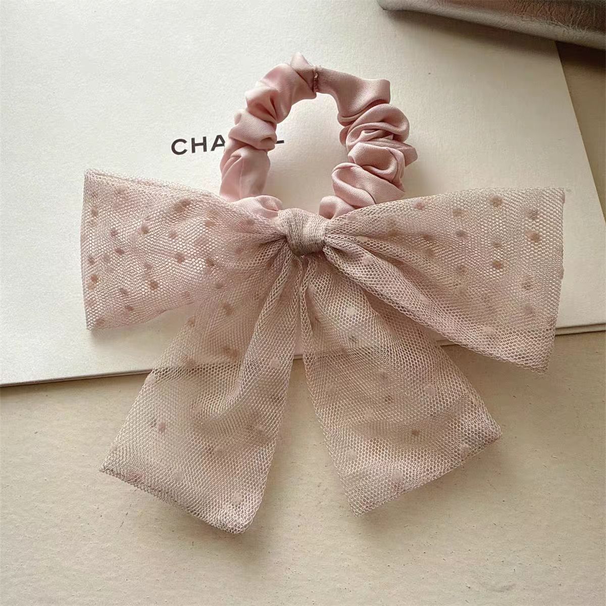 Joyería coreana 2025 nuevo estilo malla lunares encaje lazo grueso lazo para el cabello cuerda para el cabello francés accesorios para el cabello mujeres