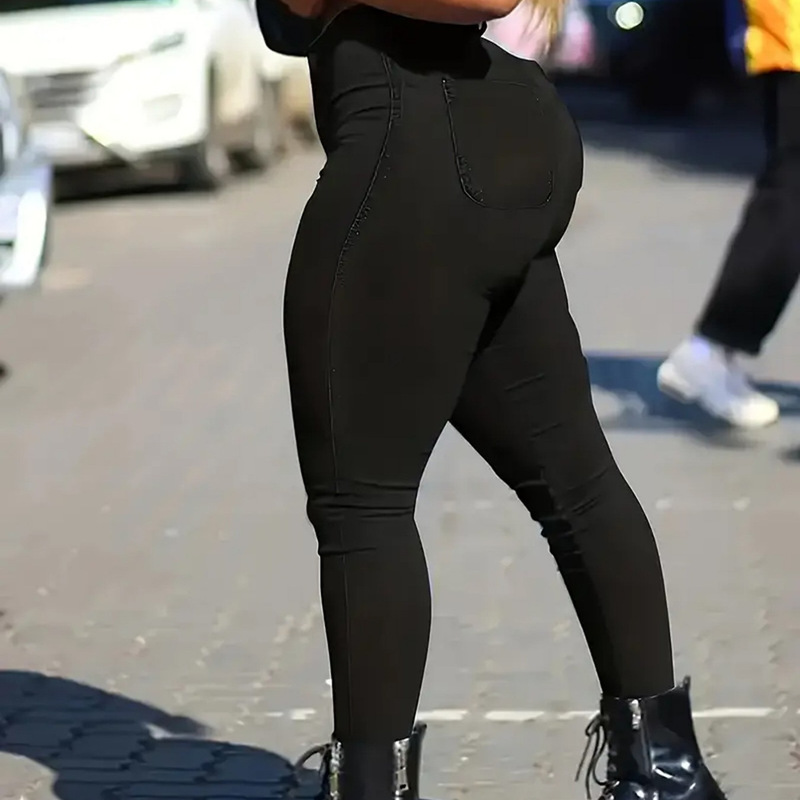 European and American plus-size black high-waisted skinny jeans for women, high-elasticity curve-hugging slim-fit denim pants European and American plus-size black high-waisted skinny jeans for women, high-elasticity curve-hugging slim-fit denim pants