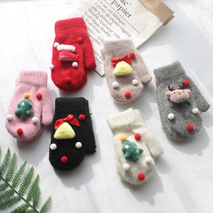韓国系秋冬婦人手袋クリスマスプレゼントアニメかわいいウサギ毛ニット子供厚い保温学生手袋