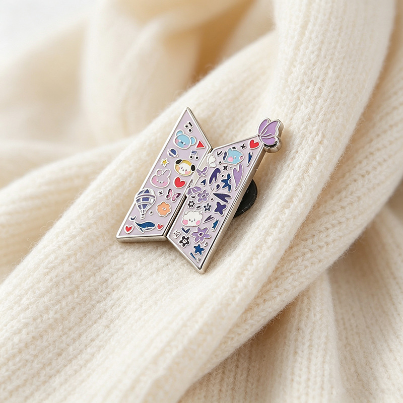 New Korean boy band BTS butterfly-shaped brooch for women, fashionable and creative multi-color enamel brooch gift accessory