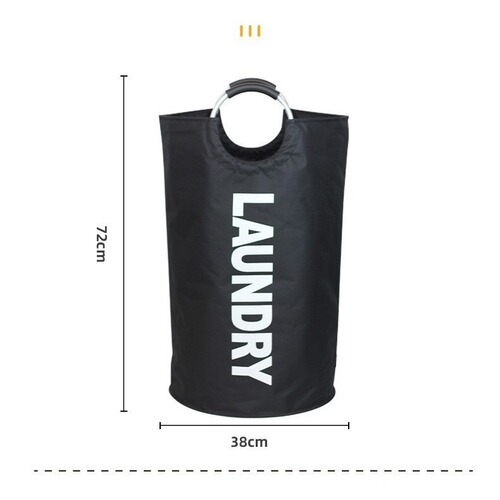 Specially provided for fabric dirty clothes basket, foldable washable large Oxford cloth storage bag, aluminum portable cylinder laundry bag