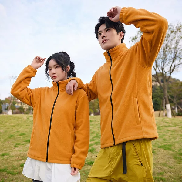 2026 New Dopamine Color Fleece Jacket for Men and Women, Autumn and Winter Graphene Warm Fleece Lined Jacket