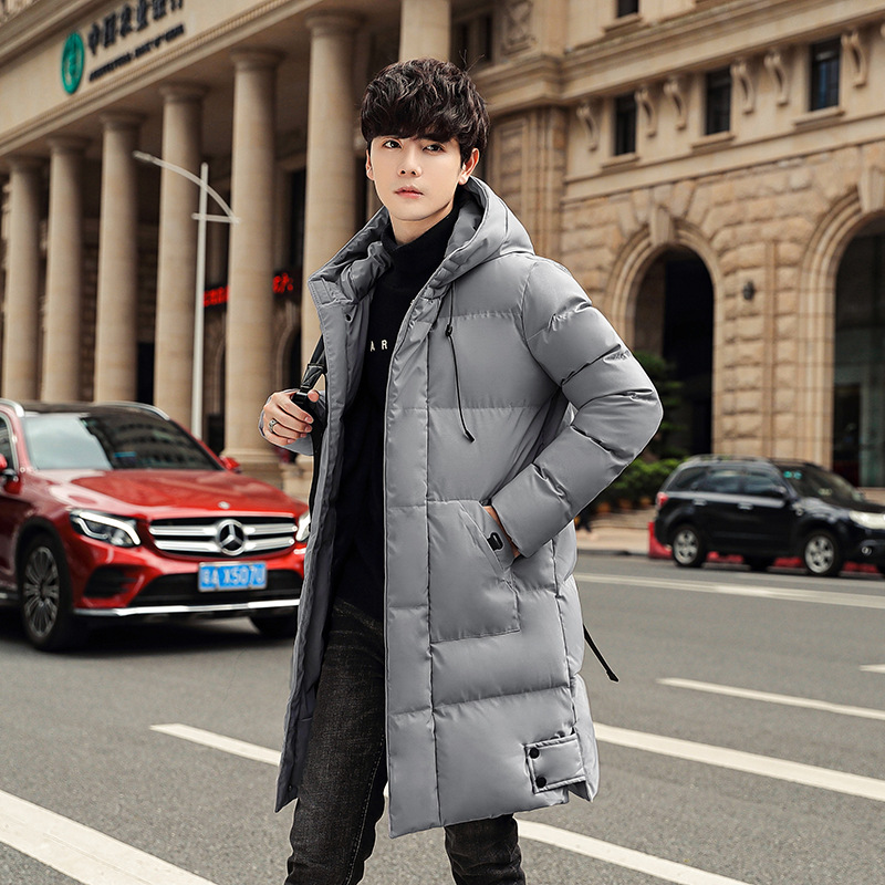 Abrigo de invierno de algodón con relleno de plumón, estilo coreano, informal, versátil y cálido, para hombre, talla grande, de longitud media.