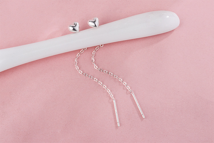 1 Pair Quantity 1 Pair 925 Sterling Silver Heart Shape Ear Line