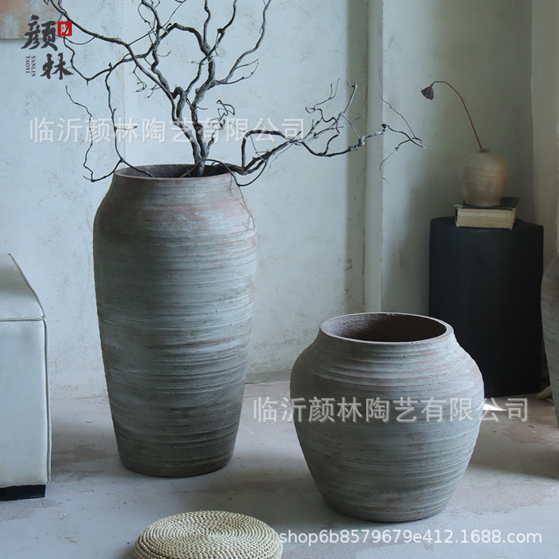 Retro hacer viejas macetas de cemento sala de estar tierra gran maceta de flores decoración hotel ornamentos maceta de cerámica plantación verde maceta