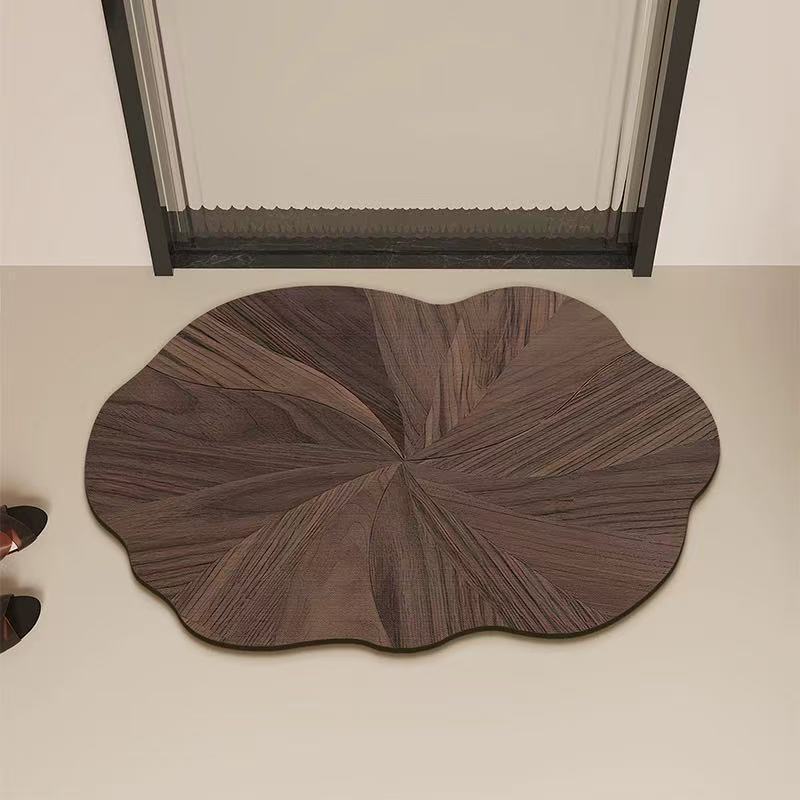 Wood Grain Bathroom Absorbent Mat, Diatomaceous Earth Foot Mat for Bathroom Entrance, Quick-Dry Non-Slip Floor Mat, Shower Room Toilet Carpet