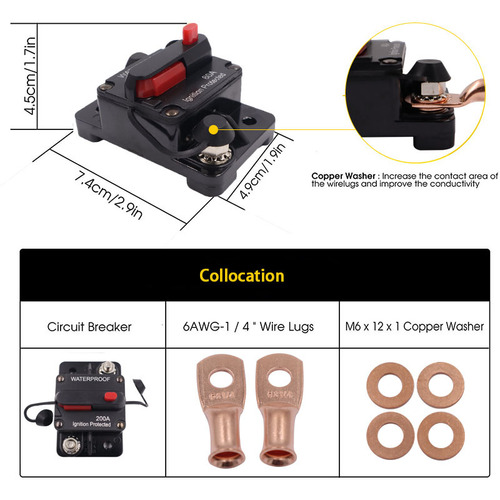 Car audio pure copper power cord connector terminal wire ear purple nose copper head 6AWG-1/4