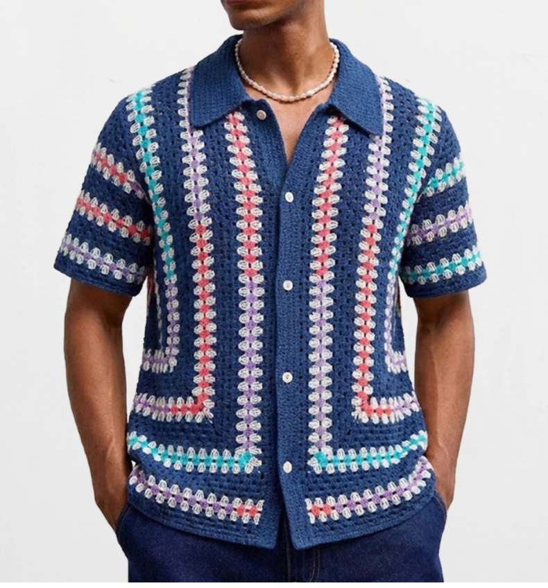 Water Soluble Knit Cardigan For Men With Turn Down Collar_voghion.com