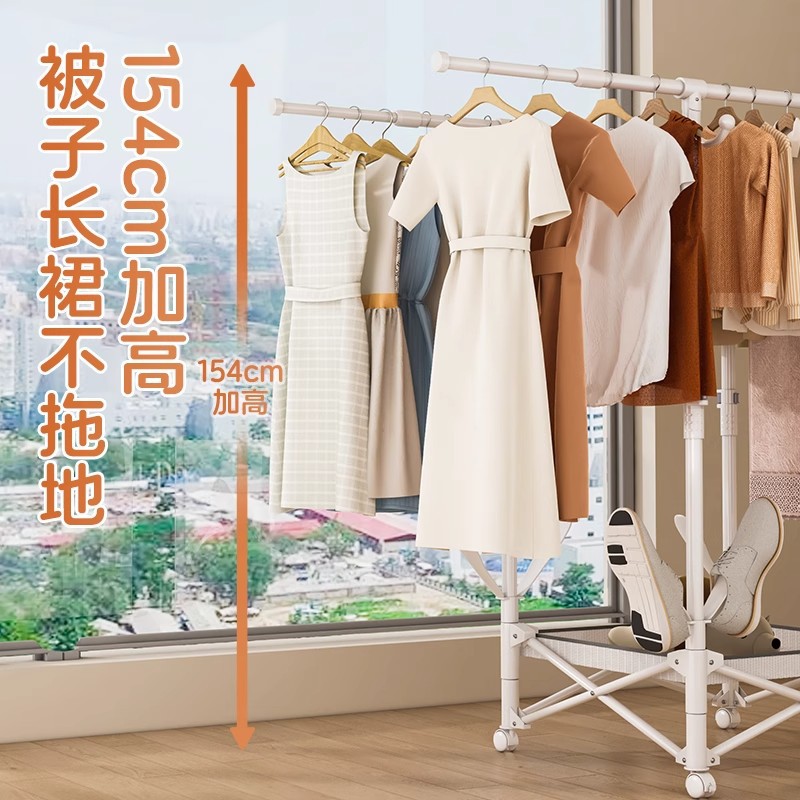 percha de ropa plegable para el suelo doméstico interior telescópico simple percha de ropa para el dormitorio balcón móvil percha de ropa para el secado dormitorio