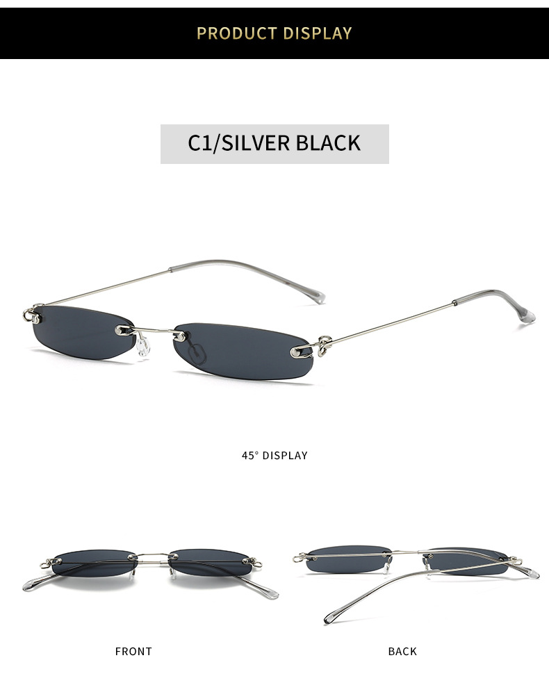 Cross Border New European And American Personality Small Frame Sunglasses Fashionable Frameless Trend Sunglasses Ultra Light Versatile Mini Glasses_voghion.com