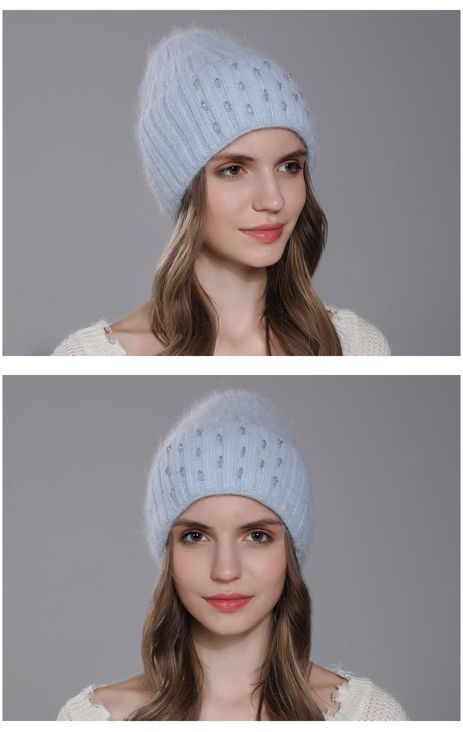 Chapeau chaud tricoté en poils de lapin pour femmes, version coréenne, polyvalent pour les femmes, mode d'hiver, pull décontracté, tendance_voghion.com