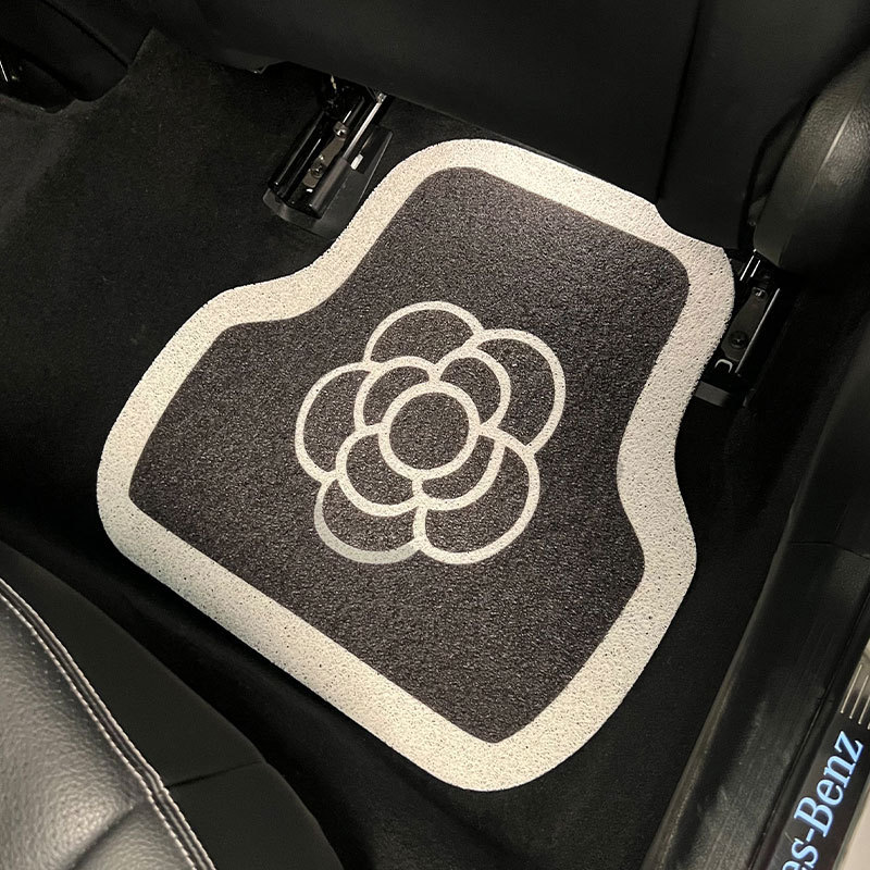 Light Luxury Camellia Silk Loop Universal Car Floor Mats, Anti-Dirt and Dirt-Resistant Car Floor Mats