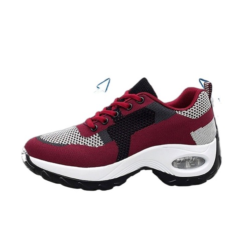 Cross-border spring and autumn women's single shoes, air-cushion sneakers, color matching walking running shoes, fashionable fly-woven mesh breathable women's shoes