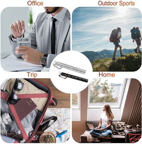 Foreign trade rainbow keychain small convenient pill box bottle weekly aluminum alloy small pill box waterproof metal pill box