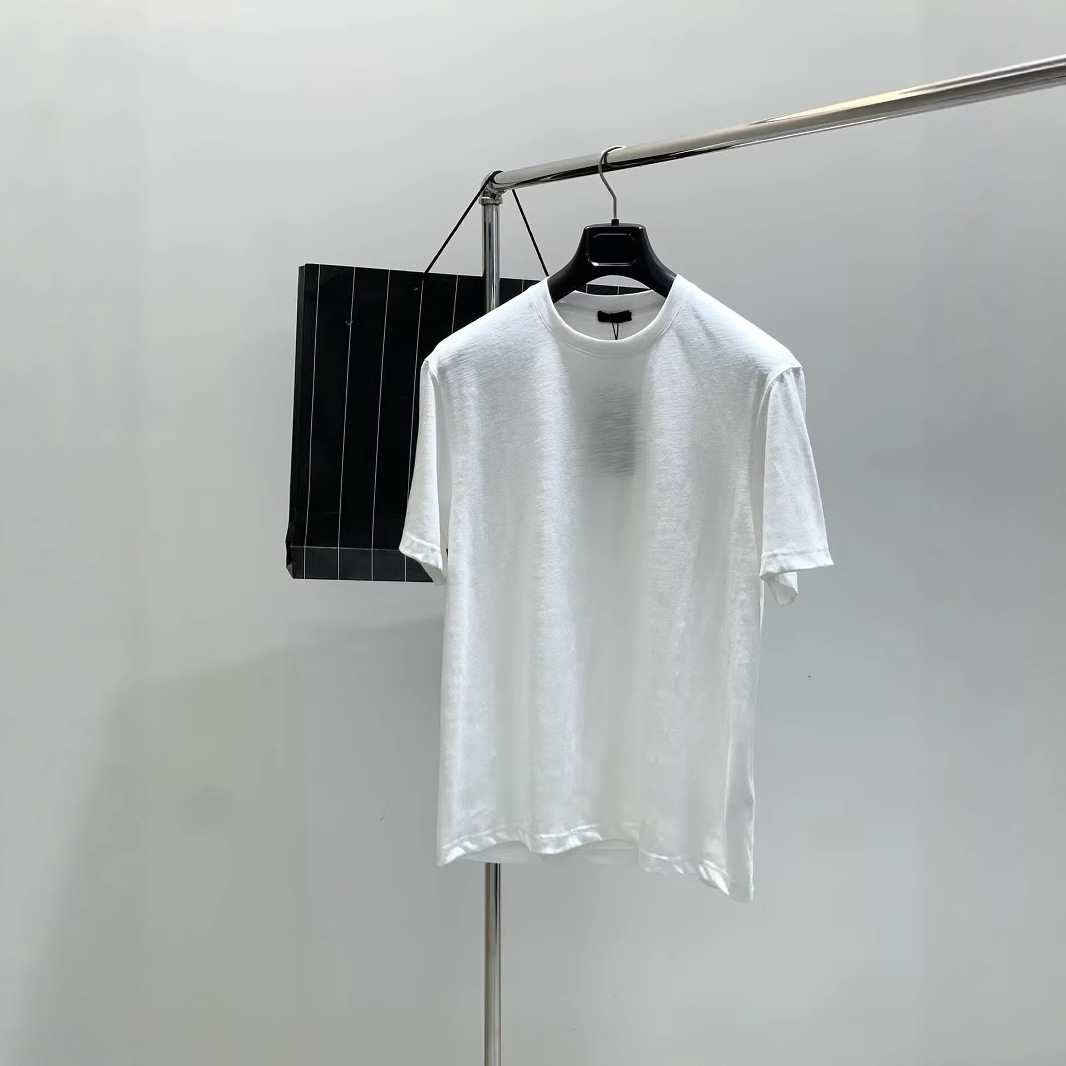 欧洲站25ss新品Z家宽松竹节短袖 夏季经典圆领男士休闲百搭t恤