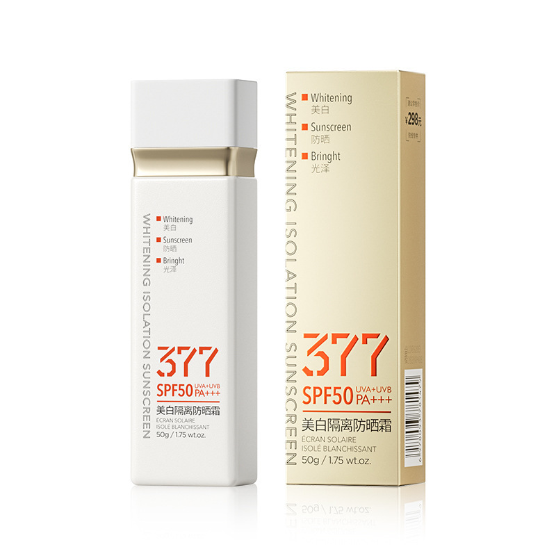 377 protector solar blanqueador 50x anti-UV spray corporal de aislamiento facial fabricantes impermeables para hombres y mujeres