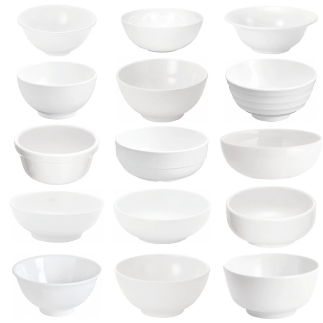 Белая имитация фарфоровая чаша меламиновая чаша Коммерческая чаша быстрого питания миска шведский стол рисовая чаша миска суп горячий горшок миска специй миска анти-падение миска