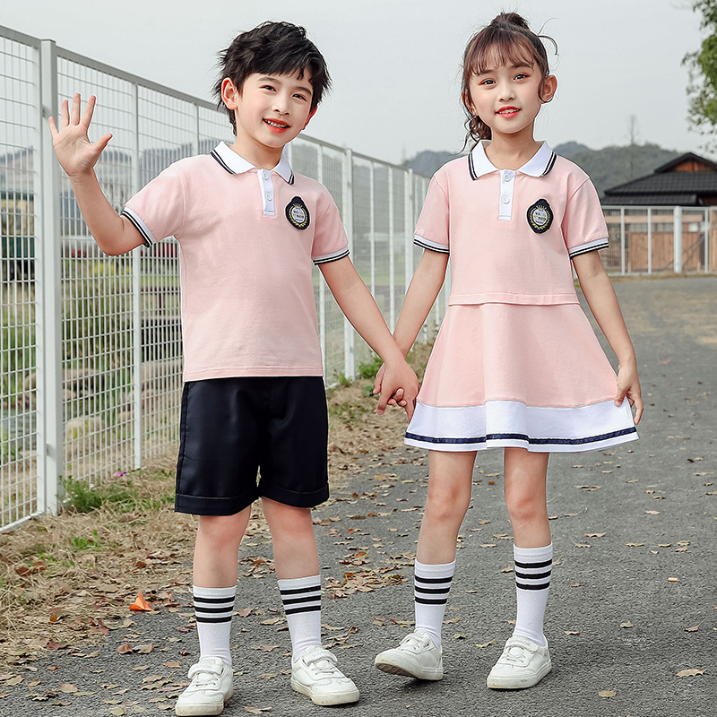 kindergarten Park service Summer wear England College wind children Class clothes graduation Short sleeved suit pupil school uniform customized