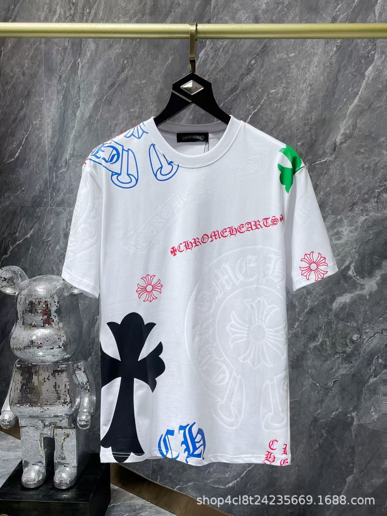 Chrome Heart 24 nuevo Crocodile de verano de moda europea y americana camiseta de manga corta para hombres y mujeres