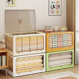 家用衣柜衣服被子收纳整理箱塑料透明折叠衣物储物箱书本箱批发