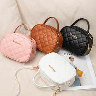 Korean Style Embroidery Bag Wholesale Embroidery Thread Bag Oval Rhombus Handbag Foreign Trade Autumn and Winter New Embroidery Thread Crossbody Bag for Women